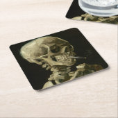 Kopf des Skeletts mit Zigarette durch Van Gogh Rechteckiger Pappuntersetzer (angewinkelt)