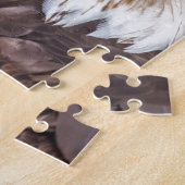 Kopf des Weißkopfseeadlers auf Schwarzem Puzzle (Seite)