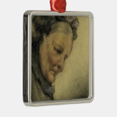 Kopf einer alten Dame Silbernes Ornament (Rechts)