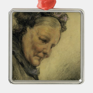 Kopf einer alten Dame Silbernes Ornament