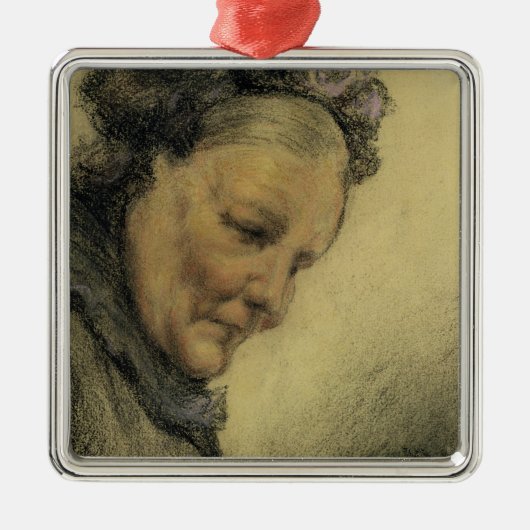 Kopf einer alten Dame Silbernes Ornament (Vorne)