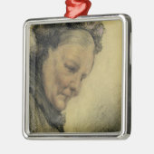 Kopf einer alten Dame Silbernes Ornament (Links)