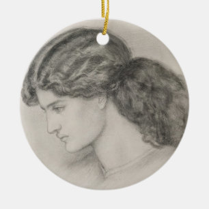 Kopf einer Frau, 1861 (Bleistift auf Papier) Keramik Ornament