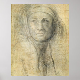Kopf einer Frau (Bleistift auf Papier) Poster