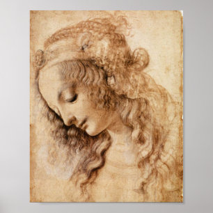 Kopf einer Frau von Leonardo da Vinci Poster