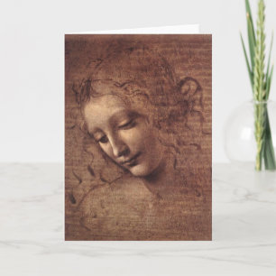 Kopf einer jungen Frau mit dem Tousled Haar Karte