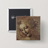 Kopf einer jungen Frau mit dem Tousled Haar oder, Button (Vorne & Hinten)