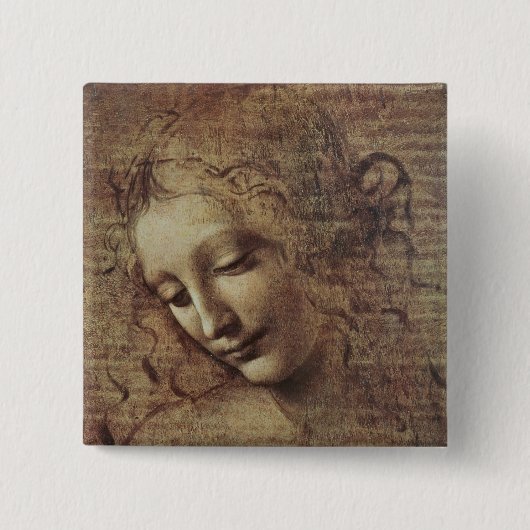 Kopf einer jungen Frau mit dem Tousled Haar oder, Button (Vorderseite)