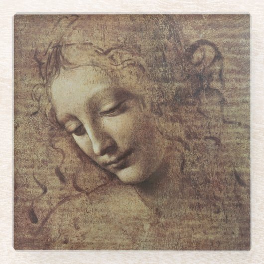 Kopf einer jungen Frau mit dem Tousled Haar oder, Glasuntersetzer (Vorderseite)