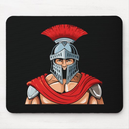 Kopf eines antiken Kriegers in Helm und Rüstung Mousepad (Vorne)