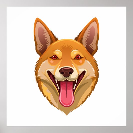 Kopf eines australischen Wildhundes Dingo Poster (Vorne)
