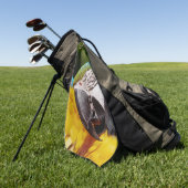 Kopf eines blauen und gelben Macas Golfhandtuch (Gras)