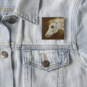 Kopf eines grauen arabischen Pferds (Öl auf Button (Beispiel)