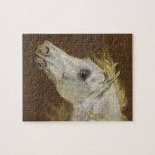 Kopf eines grauen arabischen Pferds (Öl auf Puzzle (Horizontal)
