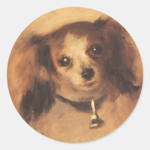 Kopf eines Hundes von Pierre Renoir, Vintage Fine Runder Aufkleber