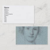 Kopf eines Mädchens (Schwarzweiss-Kreide auf dem Visitenkarte (Vorne/Hinten)