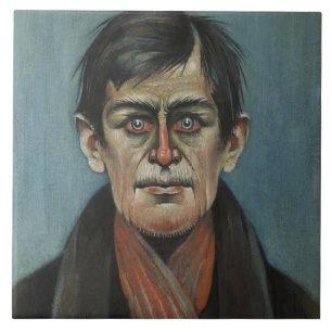 Kopf eines Mannes mit roten Augen (von L.S. Lowry) Fliese
