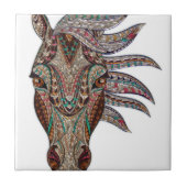 Kopf eines Pferdes, das wie Kunst auf Glas gemalt Fliese (Vorderseite)