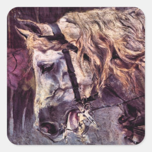 Kopf eines Pferdes von Giovanni Boldini, Vintage-K Quadratischer Aufkleber