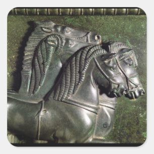 Kopf eines Pferds von einem Quadriga Quadratischer Aufkleber