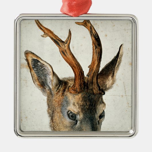 Kopf eines Rogen-Rotwilds Silbernes Ornament (Vorne)