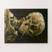 Kopf eines Skeletts mit brennender Zigarette, Punk Puzzle (Horizontal)
