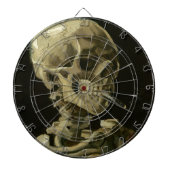 Kopf eines Skeletts mit einer brennenden Zigarette Dartscheibe (vorne)