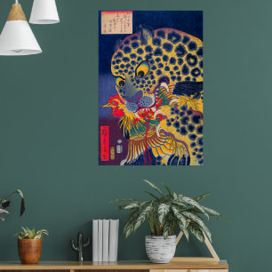 Kopf eines Tigers, der einen Hahn frisst Utagawa H Poster
