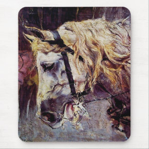Kopf eines weißen Pferdes (von Giovanni Boldini) Mousepad