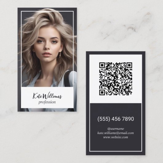 Kopf-Foto und QR-Code Visitenkarte (Vorne/Hinten)