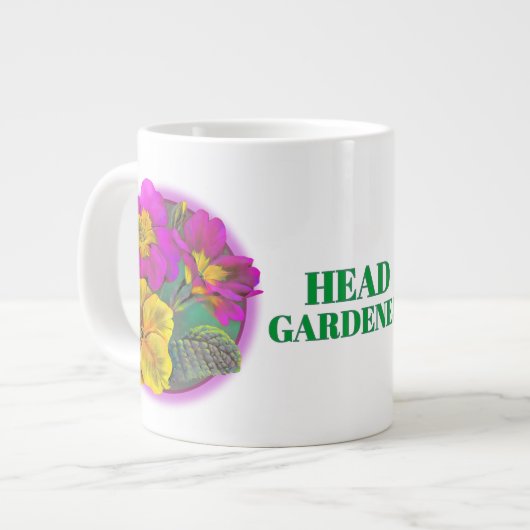 Kopf Gärtner Prirose Blume Jumbo Tasse (Vorderseite Links)