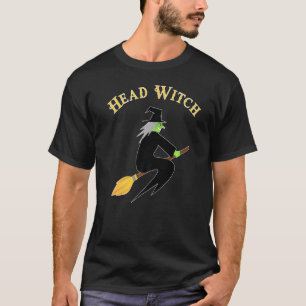 Kopf-Hexe fliegt auf Broom Halloween T-Shirt