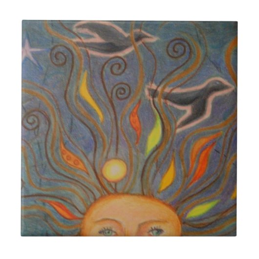 Kopf im Himmel Fliese (Vorderseite)