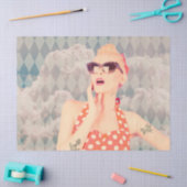 Kopf in Clouds Button Up Style Retro Girl Seidenpapier (Basteln)