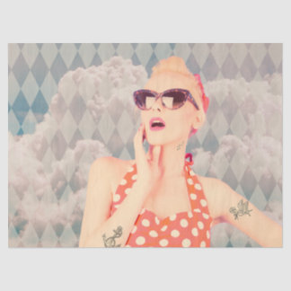 Kopf in Clouds Button Up Style Retro Girl Seidenpapier