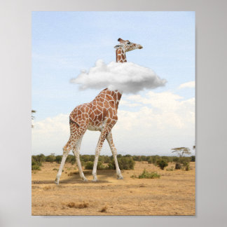 Kopf in Clouds Giraffe Poster