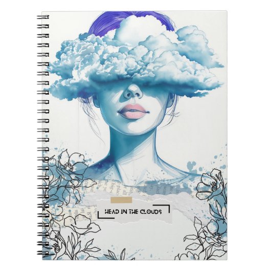 Kopf in den Wolken | Notebook-Journal Notizblock (Vorderseite)