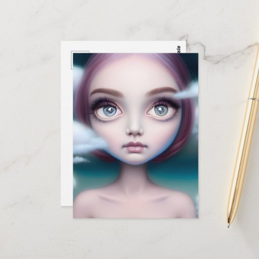 Kopf in den Wolken Postkarte (Vorderseite/Rückseite Beispiel)