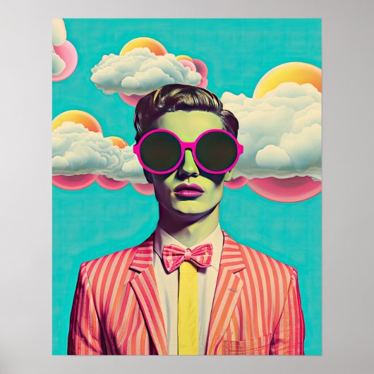 Kopf in der Clouds Surreal Collage Art Poster (Vorne)