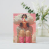 Kopf in der Wolkendecke Postkarte (Stehend Vorderseite)