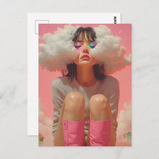 Kopf in der Wolkendecke Postkarte (Vorne/Hinten)