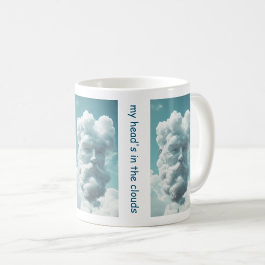 Kopf ist in den Wolken Funny Mug Kaffeetasse (VorderseiteRechts)