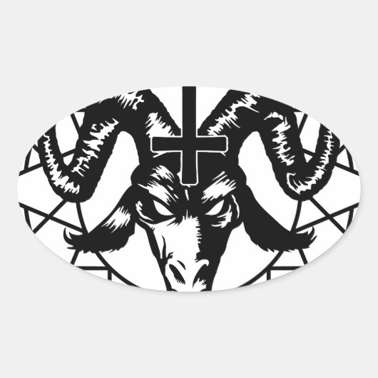 Kopf mit Chaos Star (schwarz) Ovaler Aufkleber (Vorderseite)