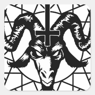 Kopf mit Chaos Star (schwarz) Quadratischer Aufkleber