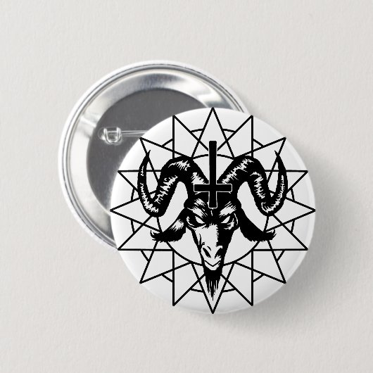 Kopf mit Chaos-Stern (Schwarzes) Button (Vorne & Hinten)