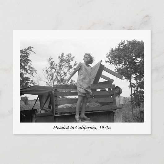 Kopf nach Kalifornien, 1930er Postkarte (Vorderseite)