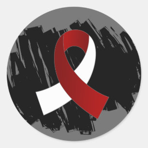 Kopf Neck Krebs Burgundy White Ribbon mit Scribb Runder Aufkleber