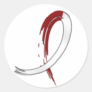 Kopf Neck Krebs Burgungy und White Ribbon A4 Runder Aufkleber