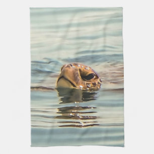 Kopf Oberhalb Wasser Schildkröte Ozean Wildlife Ar Geschirrtuch