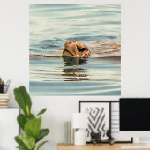 Kopf Oberhalb Wasser Schildkröte Ozean Wildlife Ar Poster (Heimbüro)